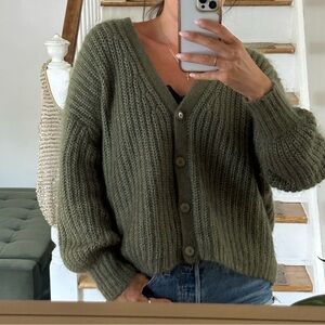 Sezane Basile Cardigan Khaki